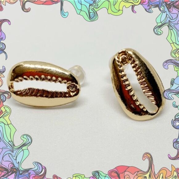 Gold Beach Boho Cowrie SeaShell Earrings (V3) - Picture 1 of 5